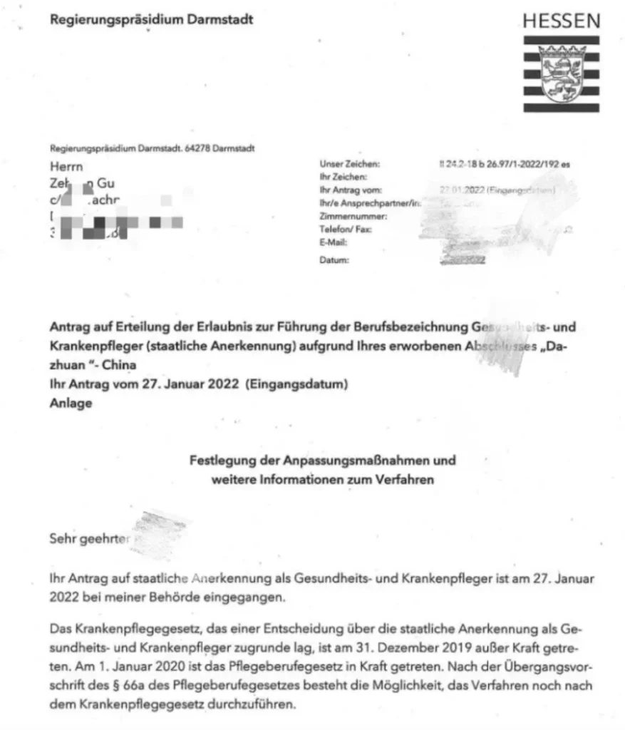 Beispiel eines Defizitbescheids aus der bisherigen Website, Dokument 1
