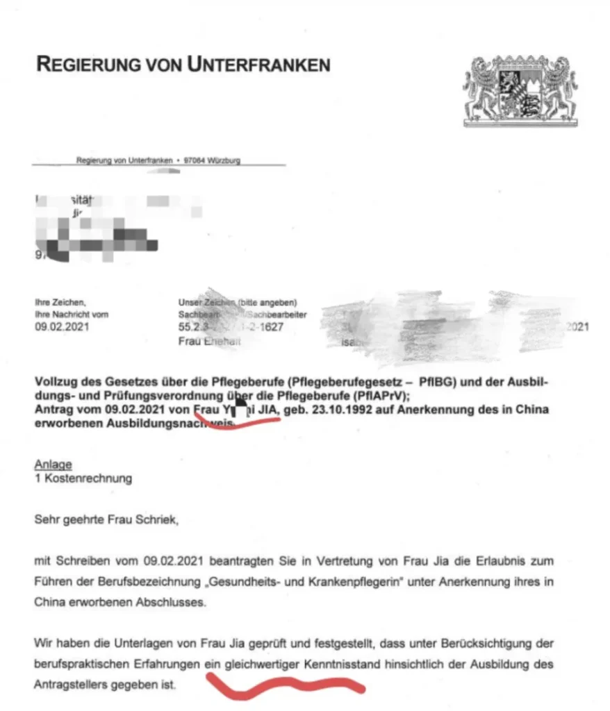 Beispiel eines Defizitbescheids aus der bisherigen Website, Dokument 3