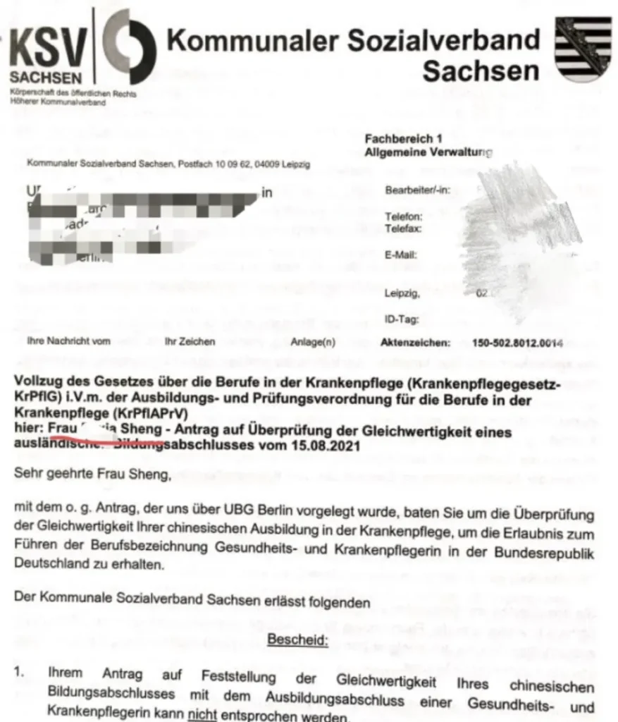 Beispiel eines Defizitbescheids aus der bisherigen Website, Dokument 4